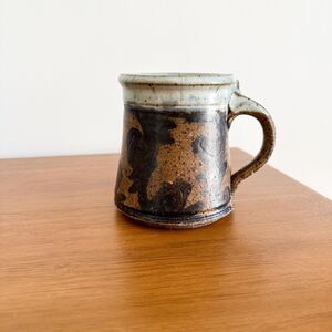 Vintage Studio Pottery Stoneware Coffee Mug Handmade Artisan Brown Speckled Cup